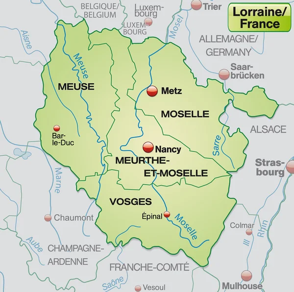 Carte de la Lorraine — Image vectorielle