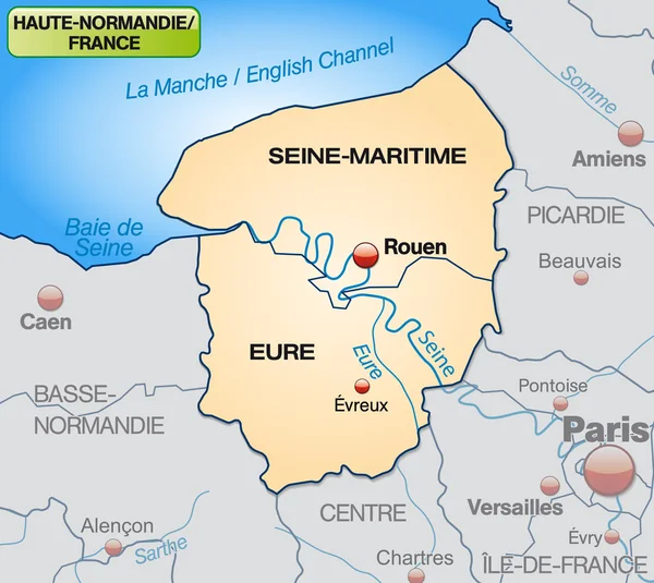 Karte der oberen Normandie — Stockvektor