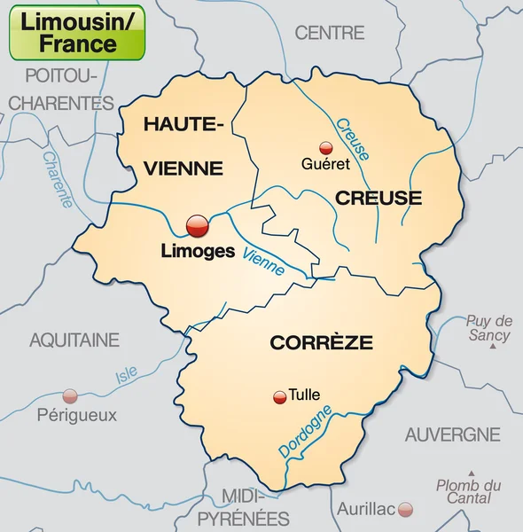 Limousin Haritası — Stok Vektör