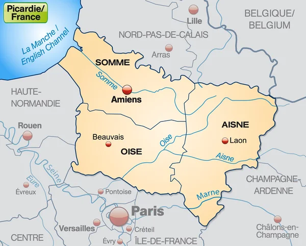 La carte de la picardie — Image vectorielle