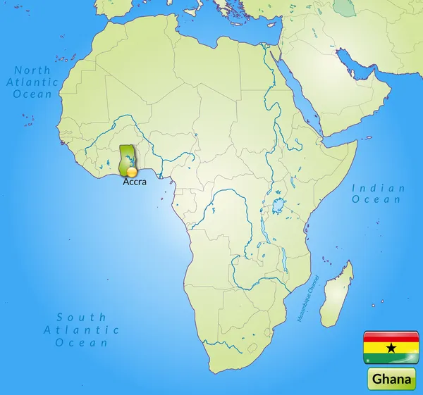 La mappa di Ghana — Vettoriale Stock