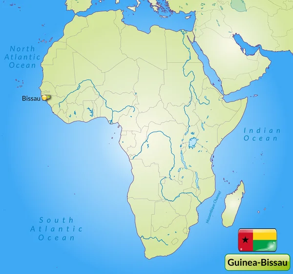 O mapa de Guiné Bissau — Vetor de Stock