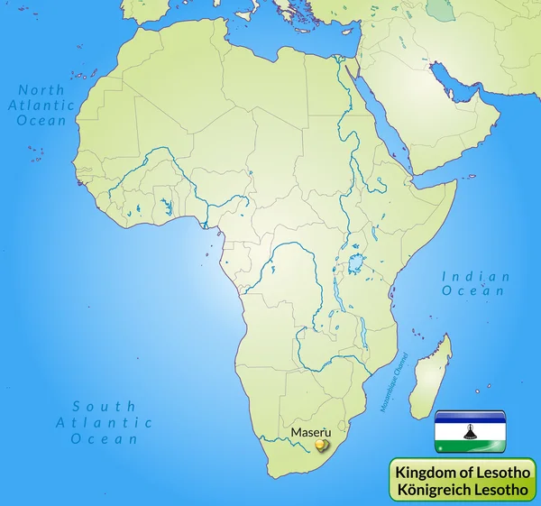 La mappa di Lesotho — Vettoriale Stock