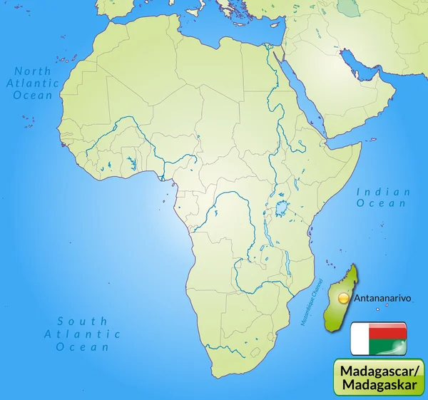 El mapa de Madagascar — Archivo Imágenes Vectoriales