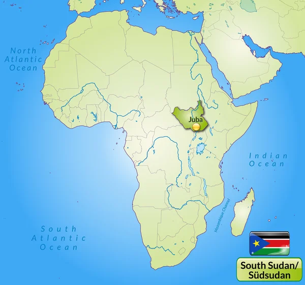 El mapa de Sudán del Sur — Vector de stock