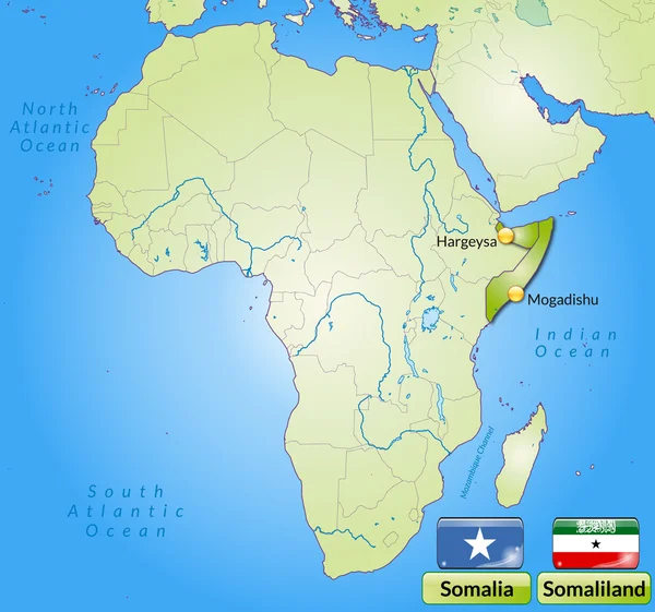 El mapa de Somalia — Vector de stock