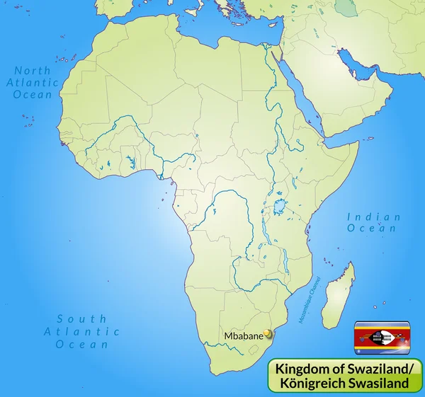 Mapa da Suazilândia — Vetor de Stock