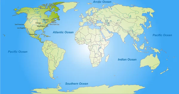 Mapa da América do Norte — Vetor de Stock