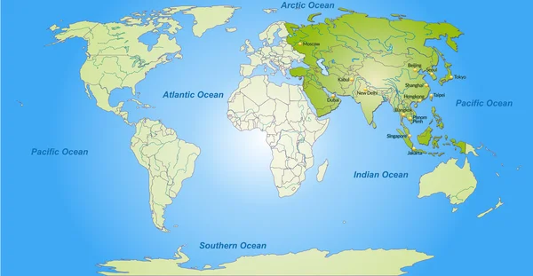 La mappa di Asia — Vettoriale Stock