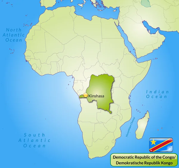 Karta över Demokratiska republiken Kongo — Stock vektor