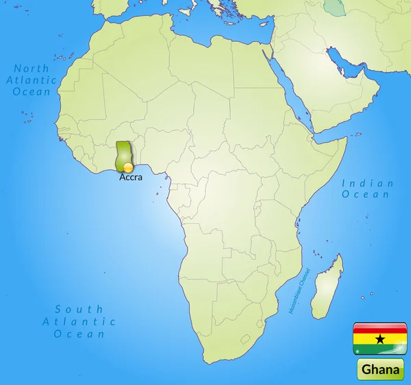 El mapa de Ghana — Vector de stock