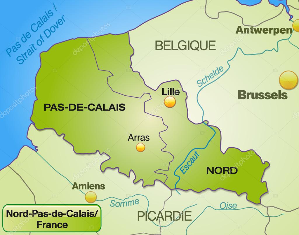 Pas De Calais Map Map Of North-Pas-De-Calais Stock Vector Image By ©Artalis #40896515
