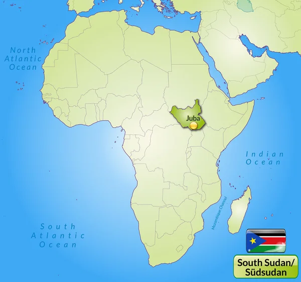 Mapa do Sudão do Sul — Vetor de Stock