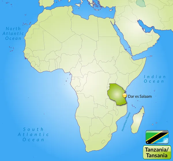 Mapa online de Tanzania — Vector de stock