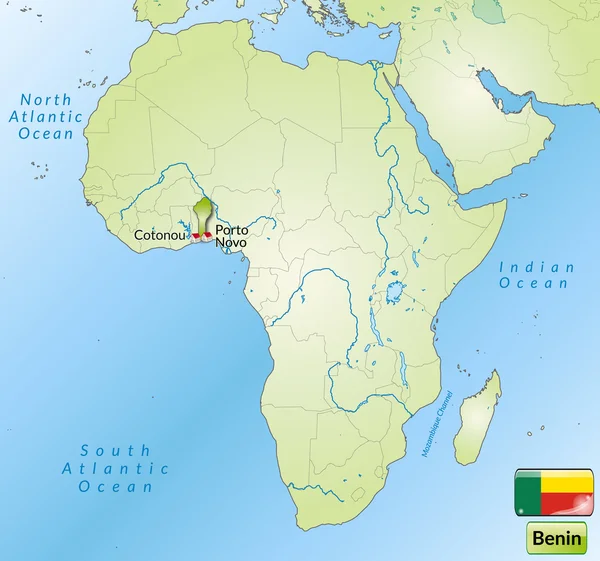 La mappa di Benin — Vettoriale Stock