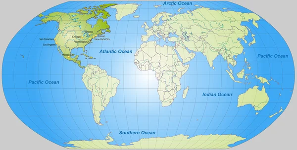 Mappa del Nord America — Vettoriale Stock