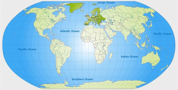 La mappa dell'Europa — Vettoriale Stock