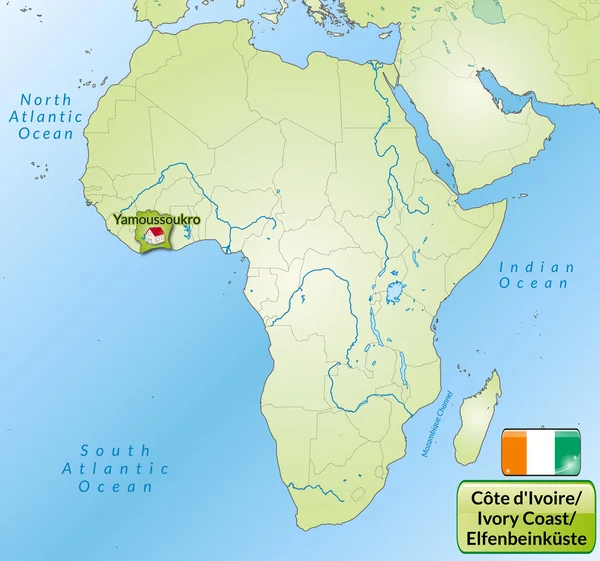 Mapa de Costa de Marfil — Vector de stock