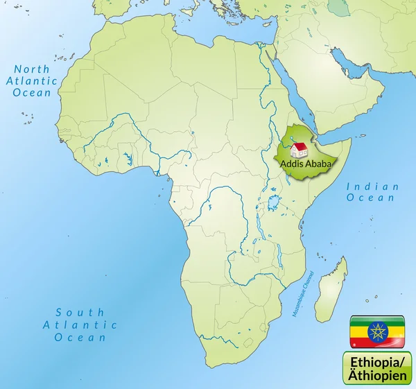 Mapa online de Etiopía — Archivo Imágenes Vectoriales