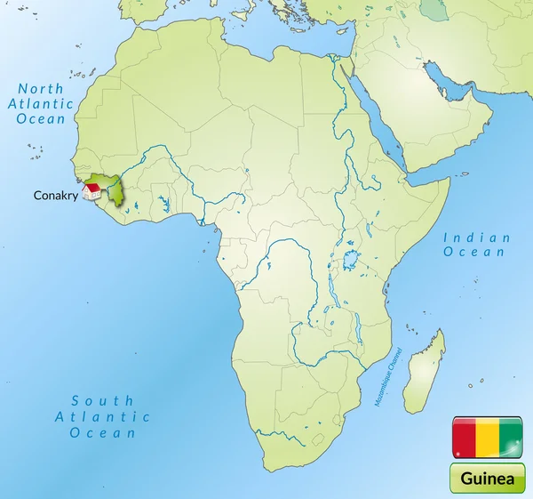 La mappa di Guinea — Vettoriale Stock