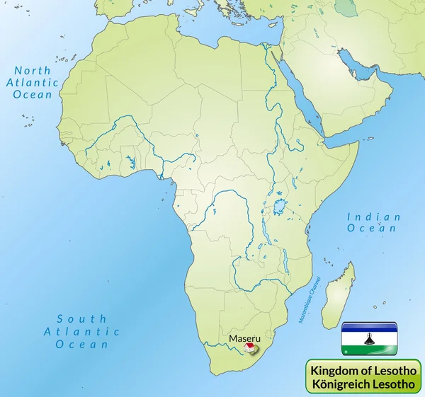 레소토의 지도 — 스톡 벡터
