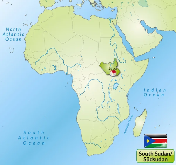 Kort over Sydsudan – Stock-vektor