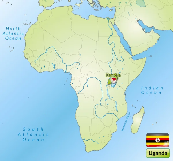 Mapa online de Uganda — Vector de stock