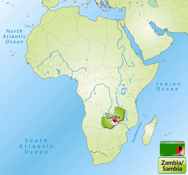 Mapa de zâmbia — Vetor de Stock