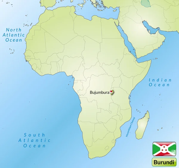 La mappa di Burundi — Vettoriale Stock