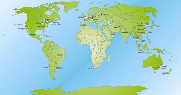 Mapa del mundo — Vector de stock