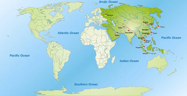 Карта Азии — стоковый вектор