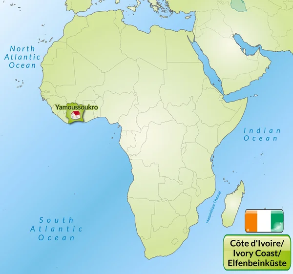 Mappa della Costa d'Avorio — Vettoriale Stock