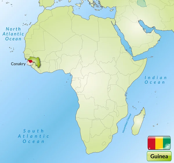 La mappa di Guinea — Vettoriale Stock