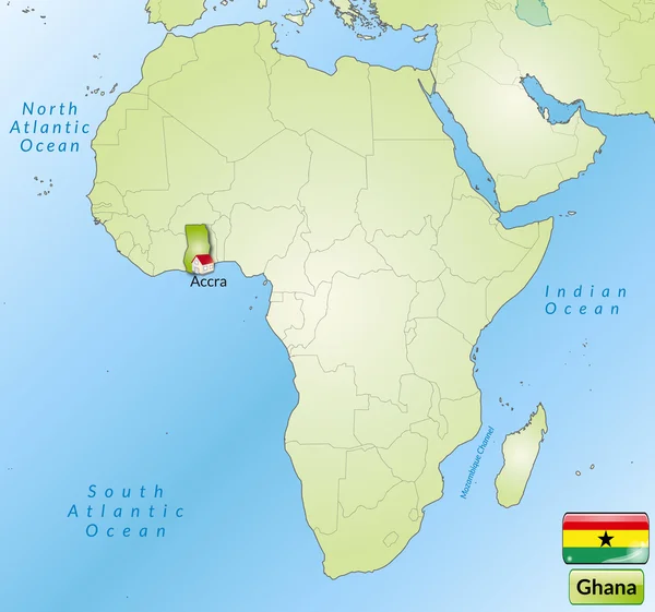 El mapa de Ghana — Archivo Imágenes Vectoriales