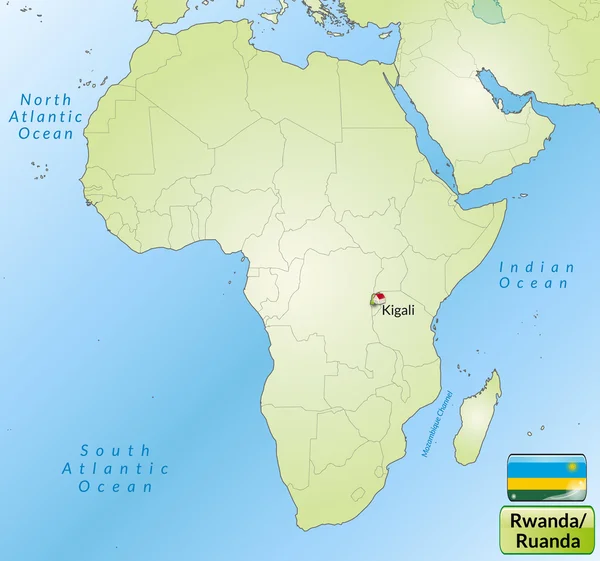 El mapa de Ruanda — Vector de stock