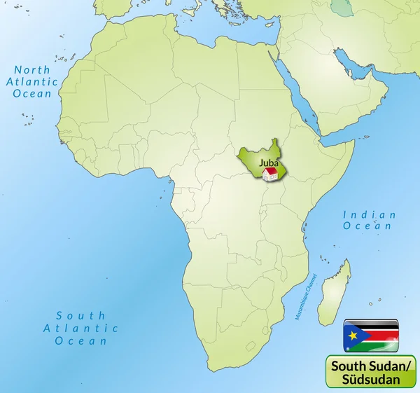 Mapa Sudanu Południowego — Wektor stockowy