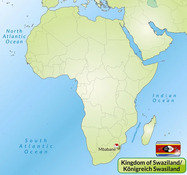 La mappa di swaziland — Vettoriale Stock