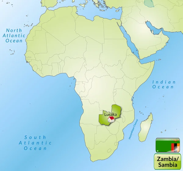 Mapa de zâmbia — Vetor de Stock