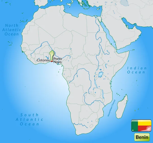 Mapa online de Benín — Vector de stock