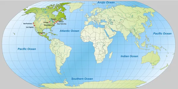 Mappa del Nord America — Vettoriale Stock