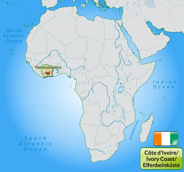 Kaart van Ivoorkust — Stockvector