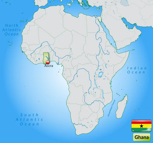 La mappa di Ghana — Vettoriale Stock