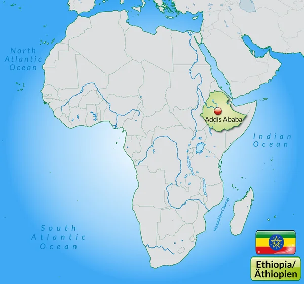 La carte de L'Ethiopie — Image vectorielle