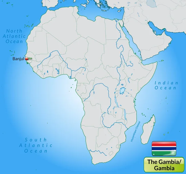 El mapa de Gambia — Vector de stock