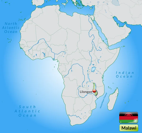 La mappa di Malawi — Vettoriale Stock