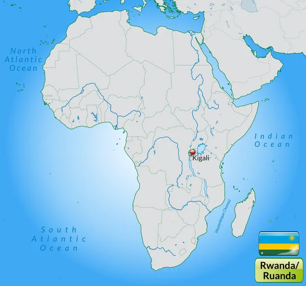 El mapa de Ruanda — Archivo Imágenes Vectoriales