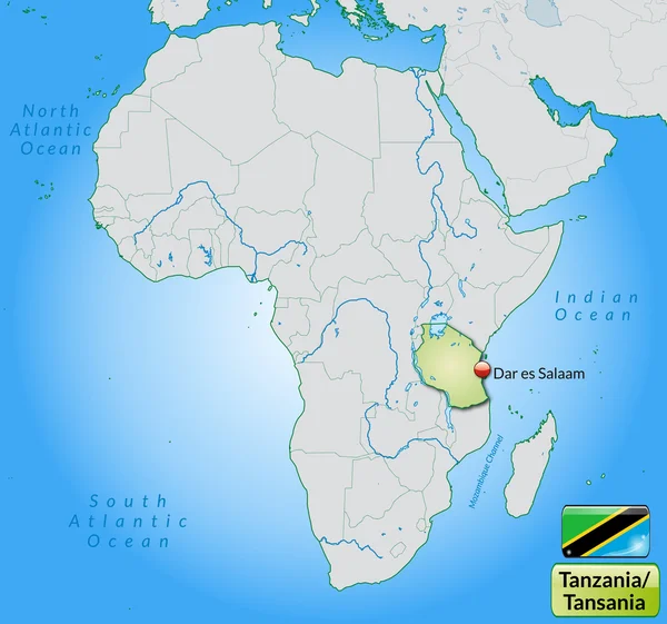 Mapa online de Tanzania — Vector de stock