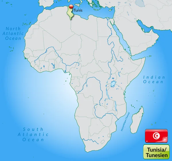 La mappa della tunisia — Vettoriale Stock