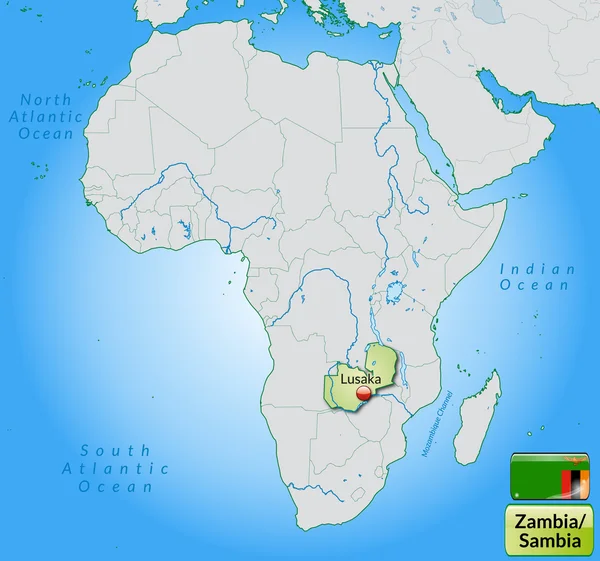 El mapa de Zambia — Vector de stock