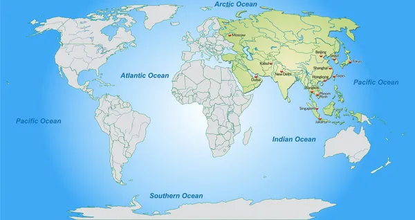 アジアの地図 — ストックベクタ